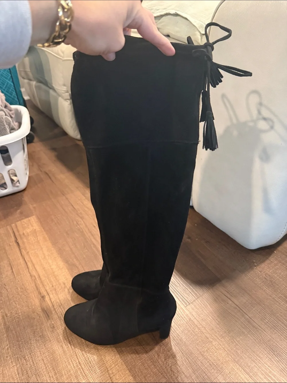 INC International Concepts Black Over-the-Knee Suede Boots